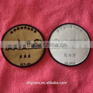 merrow border embroidery badge with adhesive backing,twill embroidery label