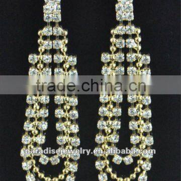 Pendulum-Shape silver-plating rhinestone earring