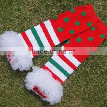 Hot sale hosiery knitted Christmas leg warmers for baby girls