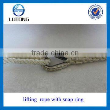 High strength polyester rope with snap ring