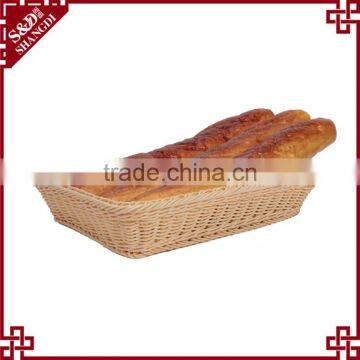 Cheap wholesale large size bread dispaly basket PE wicker hand weave bakery baskets