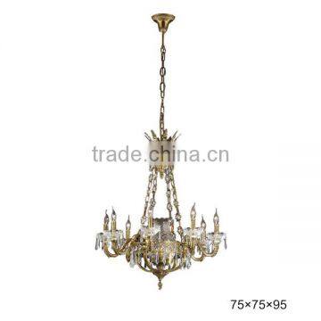 Retro Design Gothic Bronze Pendant Lighting, Antique Brass Chandelier Crystal Lamp