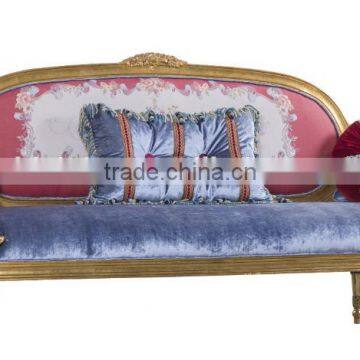 Concise design European living room wood carving fabric sofa set