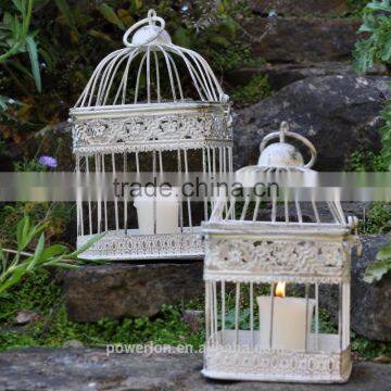 Set Of 2 Square Bird Cage Vintage Victorian Style Outdoor Indoor Garden White photo-2
