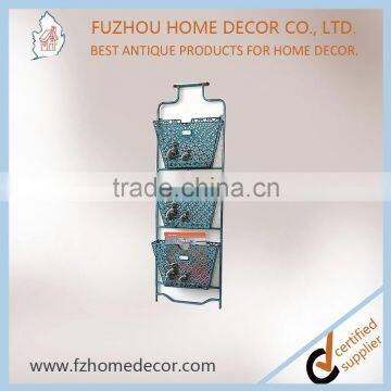 Decorative Metal Magazine Storage Holder With Wooden Board for Wall Decoration photo-4