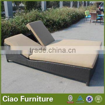 Outdoor Pool Rattan Double Red Sun Lounger Furniture photo-3