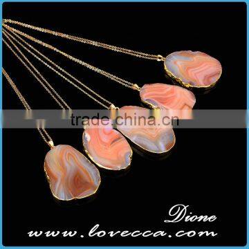 Irregular Shaped Natural Gemstone Necklace Raw Agate Druzy Stone Necklace photo-3