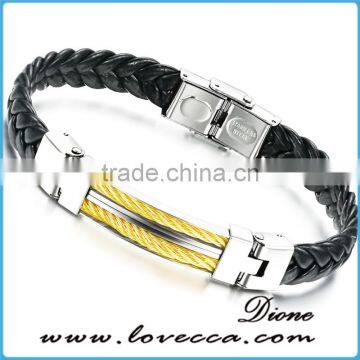 Bulk 316L Titanium Women / Mens Braided Leather Bracelet Wholesale photo-2