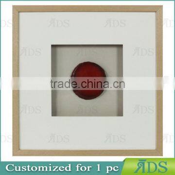 Shadow Box Frame With A Light Gray Wash And Encasing Colorful Natural Agate Under Glass photo-2