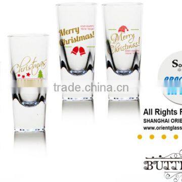 1.5oz 2oz christmas deer and animal color printing shot glass cup cocktails whisky glass