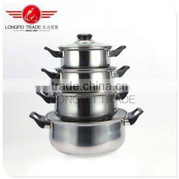 16-24cm 5pcs stainless steel cooking pot/ kitchen cookware set with glass lid