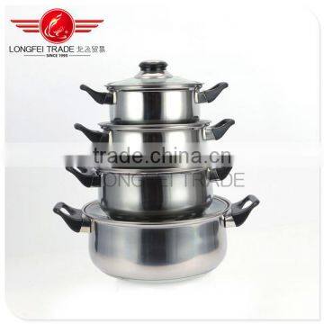 16-24cm 5pcs Stainless Steel Cooking Pot/ Kitchen Cookware Set With Glass Lid