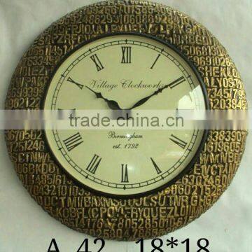 Wooden Wall Clock With Beautiful Metal Work