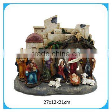 custom was born child polyresin manger with light christening souvenirs