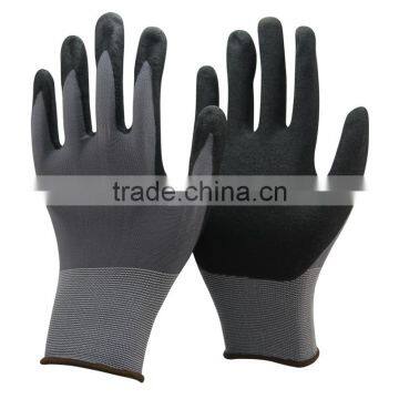 NMSAFETY 13 gauge Black nitrile sandy glove manufacturers from China with CE certificate