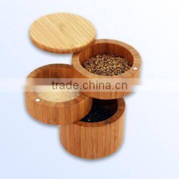 bamboo or wooden salt spice box with lid, salt storage container wholesale with custom LOGO