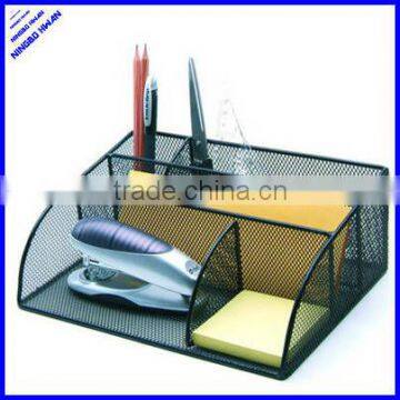 5 divided compartment silver metal mesh desk organizer stationery