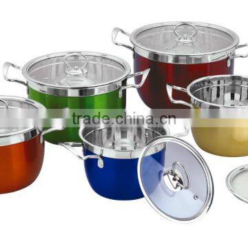 24cm stainless steel colorful high multi storage pot