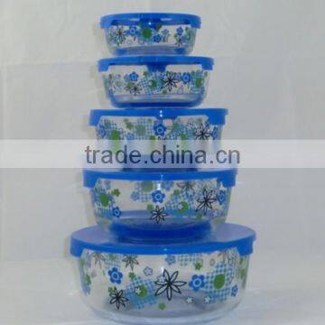 GH053 5pcs Glass Bowl Set With Deco photo-3
