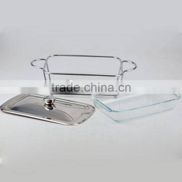 1.5L hotel buffet chafing dish food warmer with glass dish