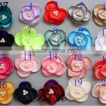 2016 Spring NEW mini matte pearl satin flower for hairbands