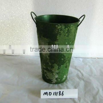 Green Galvanized Metal Bucket With Handles