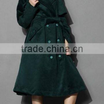 2014 Winter Storm Flap Self-tie Belted Wool Blend Coat ,cold Winter Outside Wear ,Double Breasted Wool Coat photo-4