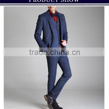 Men suit new style wedding dress suits for men 3 piece suit with blue TR fabric