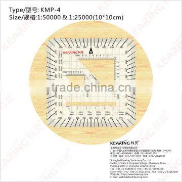 Kearing square scale protractor, plastic military protractor, with triangel scale inside 1:50000 & 1:25000 #KMP-4