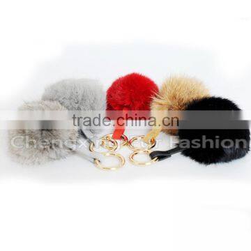 CX-R-49 Genuine Cheap Wholesale Rabbit Fur Pendant Fur Ball Key Chain Key Ring~ MIXED COLOUR photo-2