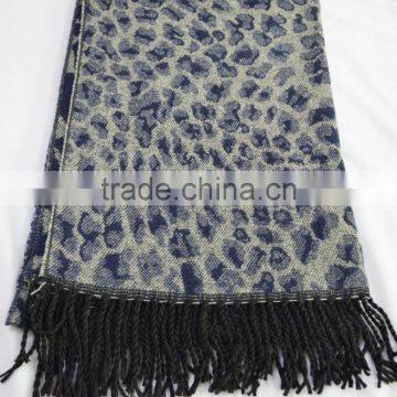 Fashion Large Latest Jacquard Wool Leopard 100%viscose Winter Shawl photo-5