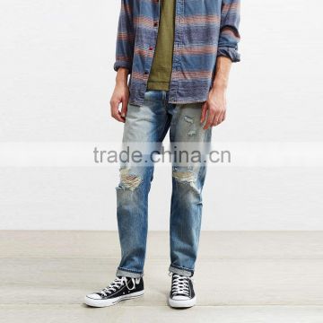 knee ripped damaged jeans for men made in China