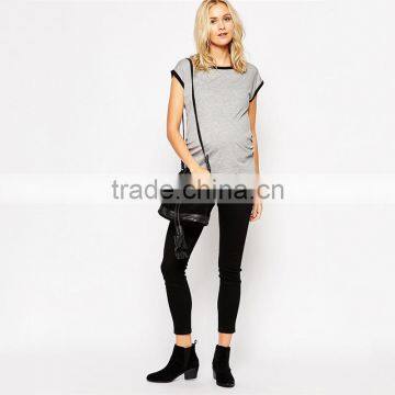Maternity Contrast Binding Tee Maternity Clothes Manufacturers photo-4