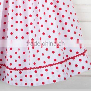Child Fancy Wears Summer Sleeveless Children Frocks Designs Baby Girl Red Polka Dots Smocked Dress for Kids Clothing photo-2