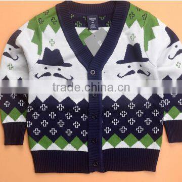 Beard Moustache Button-down Kids Christmas Knit Sweater photo-3