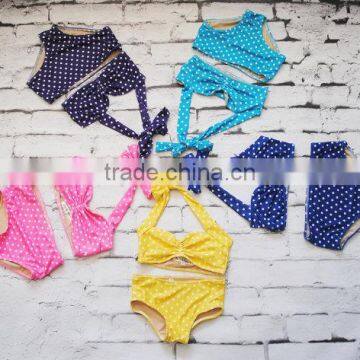 Fashionable baby girl swimsuits one piece solid color child wear swimsuit