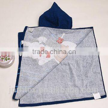 Trade Assurance Combed Cotton Screen Printing Velour Beach Kids Hooded Poncho Towel