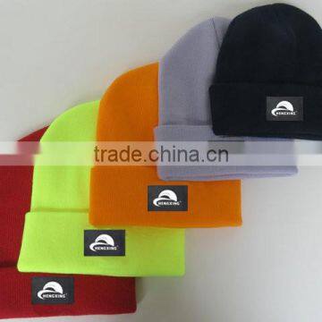 Snowboard Beanie Various Neon Colors Custom Woven Label Knitted Beanie