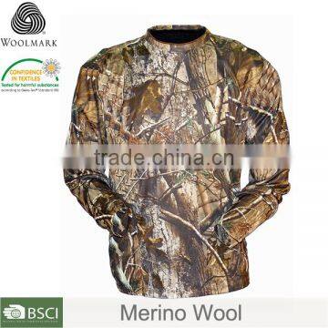 100% Merino wool hunting equipment camouflage clothing,wholesale camo t shirts