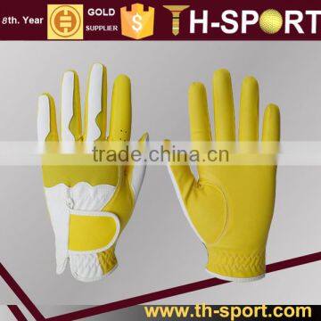 Yellow Synthetic Leather Left Hand Golf Glove