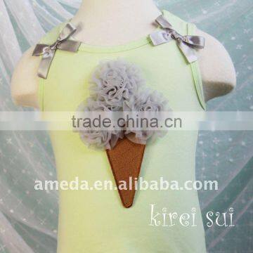 Lime Green Tank Top with Silver Gray Cream Cone