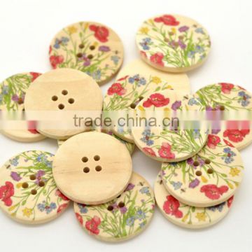 Bulk Sale Scrapbooking Flower 4 Holes Wood Painting Sewing Buttons