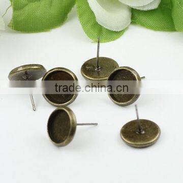 8-16mm Antique Bronze Tray Settings Earrings Stud Blank Base Round Cabochon Bezels For Jewelry DIY