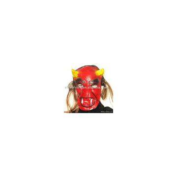 S9 Scare Ghost Ghoul Demon Monster Latex Mask with Hair Halloween Costume