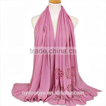 purple chffon cutout modal muslim scarf/20 color muslim tassel scarf/islamic hot sell women hijab