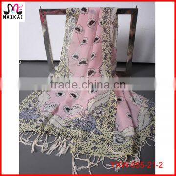 Latest New Design Flower and Polka Dot Print Fashion Scarf 2015