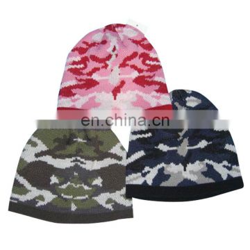 Customize your own logo camo army beanie hat winter outdoor knitted hat