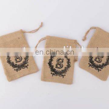 Simple custom printing burlap gift bags draestring favor bag