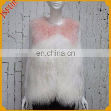 Newest Design Assorted Colors Fashion Beautiful Women Vest With Real White Raccoon Fur