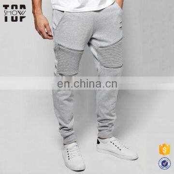 2018 slim fit joggers men rips detail pants men jogger plain slim fitted joggers with zippers